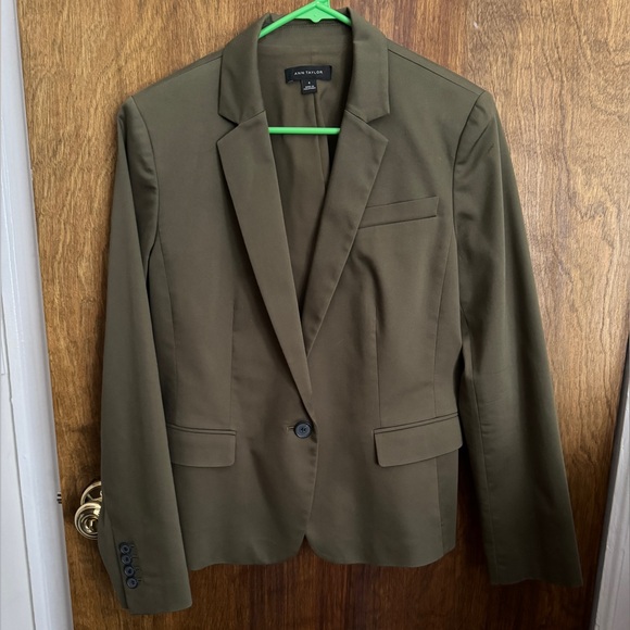 Ann Taylor One Button Olive Green Blazer - Picture 1 of 4
